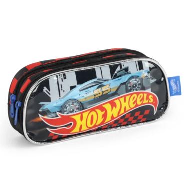 Imagem de Estojo 2 Divisórias Escolar Menino Parquinho Hot Wheels Preto