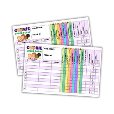 Imagem de Grade de pedido de biscoito escoteiro com biscoitos femininos | Pacote com 30 cartões de 21,6 x 14 cm distribuídos para vizinhos cabine de rastreador vendido aqui cabide de porta adesivos de