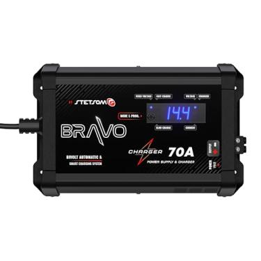 Imagem de Stetsom Carregador Bravo 70A PRO Bivolt, carregador de bateria 70A, fonte de alimentação do sistema de áudio do carro Bivolt automático 127v/220vAC, modo de carregamento fixo/lento/rápido, carregador