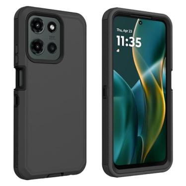 Imagem de Capa Defender para Motorola Moto G 5G 2025, capa de telefone 3 em 1 de TPU (preta)