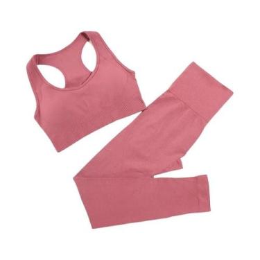 Imagem de Conjunto de Yoga Sem Costura Feminino - Roupas de Ginástica e Fitness,