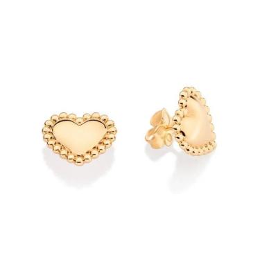 Imagem de Brincos rommanel banhado ouro 18k coração  com esferas 527475