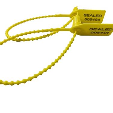 Imagem de Duebass Pacote com 500 etiquetas de segurança de vedação de plástico para caminhões selos numerados para extintores de incêndio de 250 mm (amarelo)