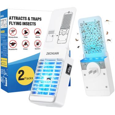 Imagem de zechuan Armadilhas Para Insetos 2 Em 1 Para Ambientes Internos E Armadilha Para Mosquitos, Mata-Insetos Elétrico Com Luz Para Moscas De Frutas, Mosquitos, Mosquitos, Mata-Insetos Voadores Plug-In Pa