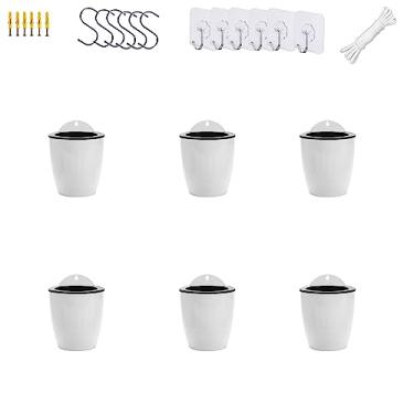 Imagem de ORIMERC Pacote com 6 vasos brancos autoirrigáveis verticais para parede interna e externa, cesta de flores, cozinha, ervas, corrimão, treliça, decoração (pequena)