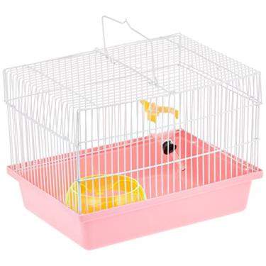 Imagem de YML Single Story Gaiola de hamster anão com roda/prato e garrafa de água/base de plástico, rosa, 26,6 x 20,3 x 19,6 cm