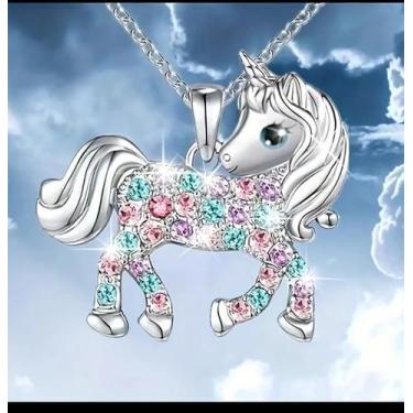 Imagem de Cordão de Prata 925 com Pingente de Unicórnio e Zircônias Coloridas  B