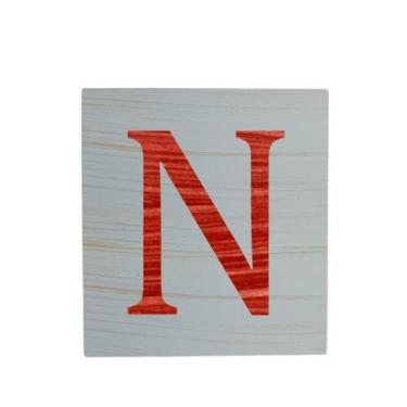 Imagem de Cubo Azul Bebê Letra Vermelho Festa Chá de Bebê Decoração 8x8x8 Cm Mdf