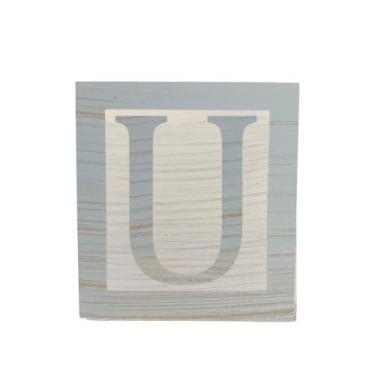 Imagem de Cubo Branco Letra Azul Bebê com Aplique Festa Chá de Bebê Decoração 8x