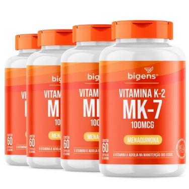 Imagem de Bigens kit 4x vitamina k2 mk7, 60 cápsulas, 100mcg, mk7