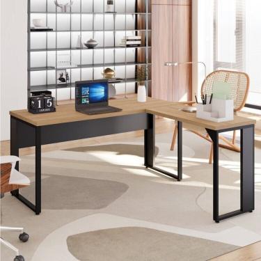 Imagem de Mesa para Escritório Diretor em L 150x150cm Marrom/Preto