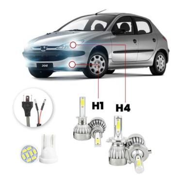 Imagem de Lampadas Led Peugeot 206 1998 A 2003 H1 H4 20000lm - V10, Branco