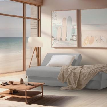 Imagem de Sofá Cama Easy 3 Lugares 208cm com Baú e Tecido Linho 1431 Cinza Claro