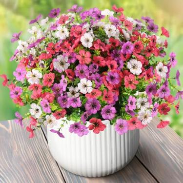 Imagem de ZFProcess Flores artificiais artificiais para decoração de primavera e verão, 12 pacotes de margaridas coloridas de seda falsa parecem realmente resistentes a UV que não desbotam para decoração de