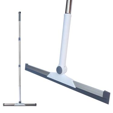 Imagem de Drcoevo Vassoura mágica, vassoura de silicone, rodo doméstico com alça longa ajustável para limpar piso, banheiro, cozinha, janela, vidro, água, pelos de animais de estimação cinza