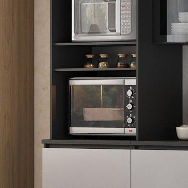 Imagem de Paneleiro 2 Portas 1 Gaveta Nicho para 2 Fornos 100% Mdf Lumina Itatiaia Grafite/Cinza