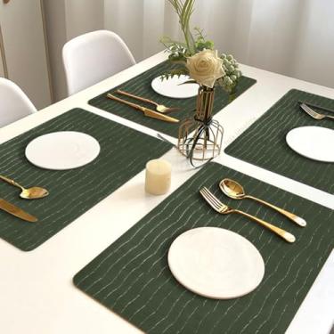 Imagem de 10 Jogo Americano Mesa Posta Luxo Impermeável Pvc Cro Vr (VERDE OLIVA escuro verde musgo folha claro - CROCK RETANGULAR)