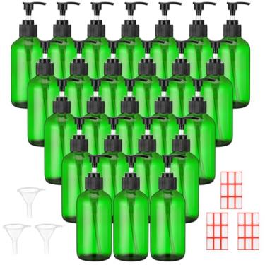 Imagem de Tanlade 24 peças de garrafa de vidro de 236 ml, dispensador de sabão de vidro vazio com recipientes recarregáveis e funis de rótulos para óleos essenciais, produtos de limpeza, loções, condicionador