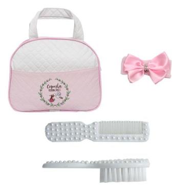 Imagem de Bolsa Maternidade Rosa com Pentinho e Escovinha para Boneca Bebê Rebor