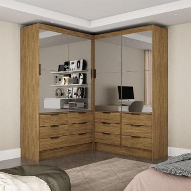 Imagem de Closet Casal Duplo Sevilha 4 Portas Premium 12 Gavetas Carioca Móveis,