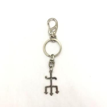Imagem de Chaveiro EXU tridente 13 cm metal níquel - Lua Mística - 100% Original