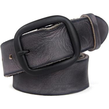 Imagem de Cintos Para Homens, Cintos De Pele De Couro Genuíno Masculino Dobrado Estilo Retro Ocidental Para Homens, Black, 115cm
