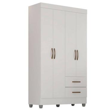 Imagem de Guarda-Roupa Solteiro Grande 4 Portas 2 Gavetas e 4 Prateleiras Lisa MDP