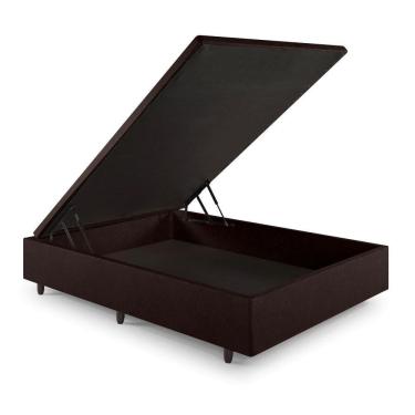 Imagem de Base Box Baú Viúva 128x188x42cm Courino Linho Marrom