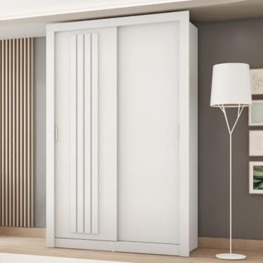 Imagem de Guarda Roupa Solteiro 2 Portas Darvi 2 Gavetas Carraro Ripado Branco