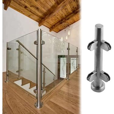 Imagem de Postagens de balaustrada postes Balustrado Postagens de balaustrade externas Sem trilho superior, prateado Round 304 Posto de grade de balaustrado de vidro inoxidável, balcão/varanda/escada,