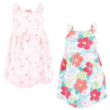 Imagem de Hudson Baby Vestidos de algodão para bebês e meninas, Flamingo tropical, 6-9 Meses
