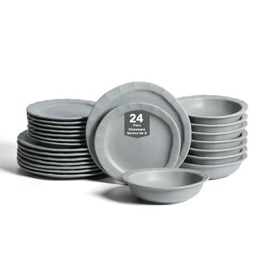 Imagem de Stone Lain Conjunto de louça de grés Oasis, 24 peças - Serviço para 8, azul claro