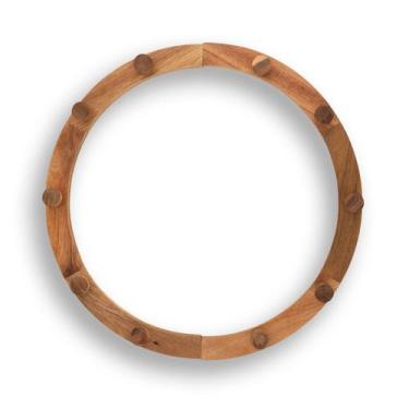 Imagem de kit 2 cabideiros de madeira acácia arcos modulares com 5 pinos resiste