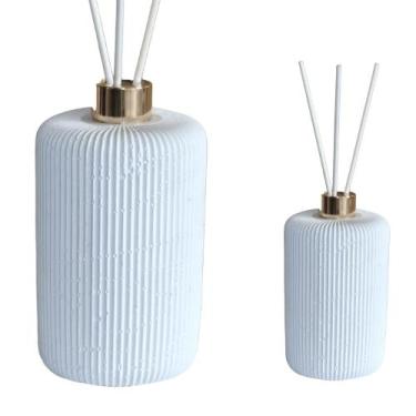 Imagem de Difusor De Ambiente Com Varetas De Fibra Redondo Listrado Artesanal De