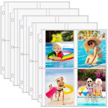 Imagem de MaxGear Capas para fotos para fichário de 3 anéis - (3,5 x 5, pacote com 60) para 480 fotos, páginas de fotos de arquivo, páginas de álbum de fotos, páginas de recarga, 21 x 28, 4 bolsos por página comporta 8 fotos