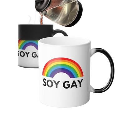 Imagem de Caneca mágica 325 ml Mudança de cor I'm Gay Revelation Surprise Come Out of Closet Presente LGBTQ Ideia Original Café Chá Design Oculto Cerâmica Termosensível Piada Preta Engraçada Orgulho