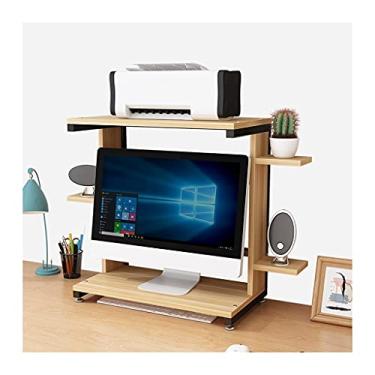 Imagem de Suporte de impressora de mesa para monitor de mesa, suporte de impressora com 2 camadas, prateleiras de armazenamento, prateleira, escritório, casa, mesa, mesa, impressora, suporte para fax, scanner
