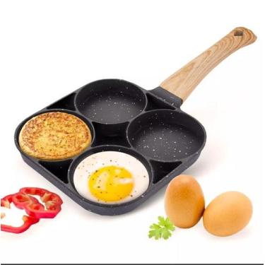 Imagem de Frigideira Antiaderente Indução Chapa 4 Em 1 Ovo, Hambúrguer Cabo Resv