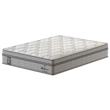 Imagem de Colchão Casal Alabama Com Euro Pillow E Molas Ensacadas 30X138X188Cm Probel Branco Com Cinza