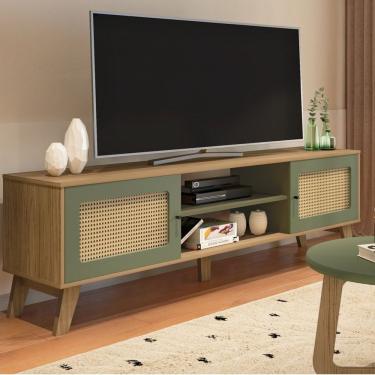 Imagem de Rack Para Sala De Estar 2 Portas 1 Prateleira Memphis Artely Carvalho/menta