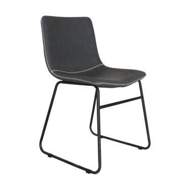 Imagem de Cadeira Estofada Em Couro Oxford Fratini Móveis Preto Vintage