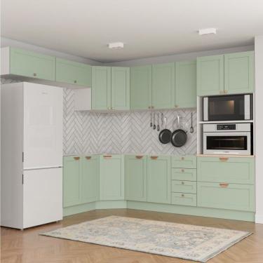 Imagem de Cozinha Modulada 8 Peças Sem Tampo 4 Aéreos 3 Balcões E Torre Quente Arizona Branco/menta