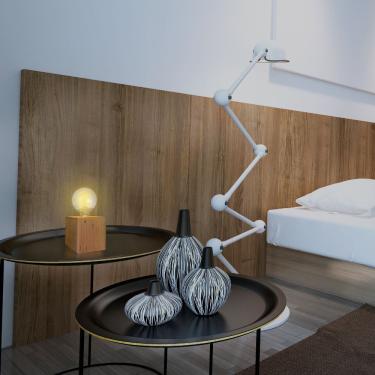 Imagem de Luminaria De Mesa Dijon Industrial Cubo 12x12 Em Madeira Maciça Marrom