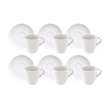 Imagem de Conjunto Com 6 Xícaras E Pires Para Capuccino Tramontina Paola Em Porcelana 200 Ml Branco