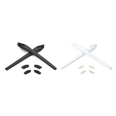 Imagem de Eye Opening Stuff Kits de borracha para substituição e nariz compatíveis com óculos de sol Oakley Flak 2.0/Flak 2.0 XL OO9188 - preto e branco