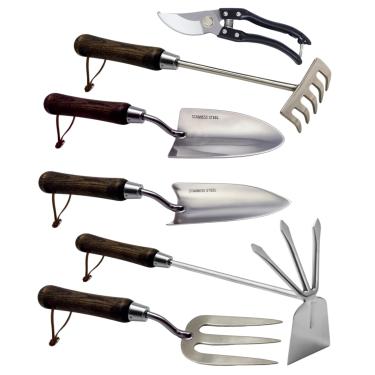 Imagem de BovcTrraann Conjunto De Ferramentas Jardim, 6 Peças Manuais Jardinagem Aço Inoxidável Para Serviços Pesados Com Cordas, Incluindo Espátula, Transplantador, Enxada 2 Em 1, Garfo, Ancinho E Podador, P