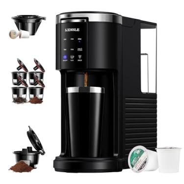 Imagem de KIDISLE Máquina De Café Dose Única, Cápsulas 3 Em 1 Para K-Cup E Chás Moídos, Tamanhos Infusão 6 A 14 Oz, Com Caneca Térmica Viagem Interna Aço Inoxidável, Preta