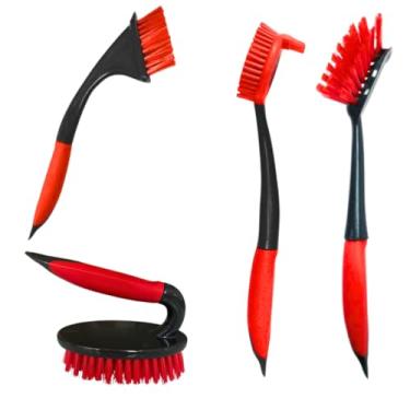 Imagem de Kit 4 Escovas de Limpeza Multiuso com Cabo Anatômico Escovão Multiuso Escova Delicada Não Risca Escova Limpa Cantos e Escova Fácil Alcance Para Pisos Paredes Tecidos Tênis e Azulejos