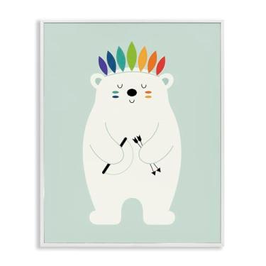 Imagem de Stupell Industries Urso com arco e flechas design de arte giclée emoldurado branco por Andy Westface, 40 x 50