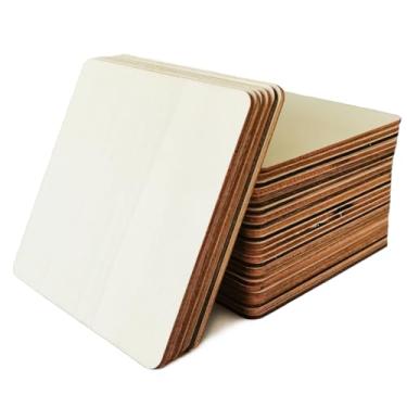 Imagem de ZQYYQZ 30 Peças De Quadrados Madeira 4X4", Quadradas Naturais Inacabadas, Recortes Para Artesanato, Pintura, Scrabble, Porta-Copos, Decoração Casa